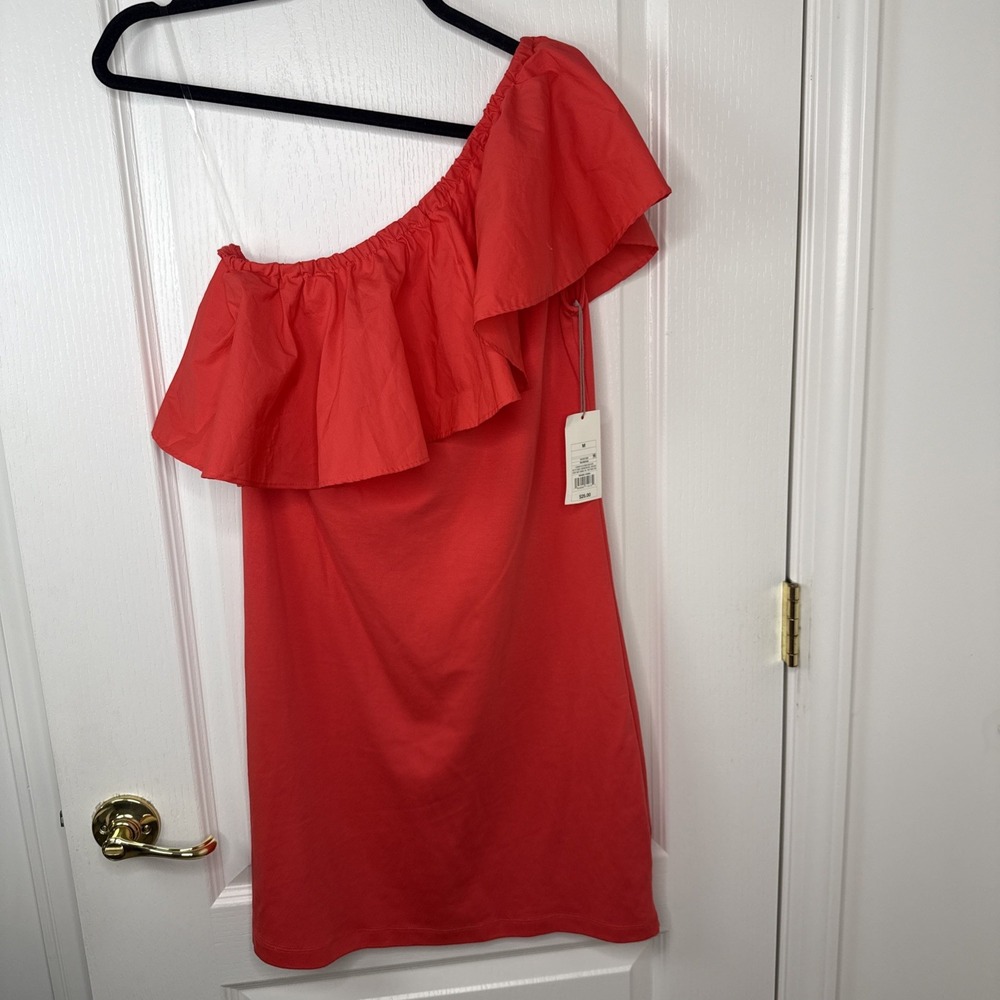A New Day NWT Womens Medium Coral One Shoulder Ruffle Dress